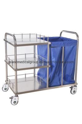 Hospital Medical Furniture Mobile Stainless Steel Cleaning Nursing Trolley Dirt Cart