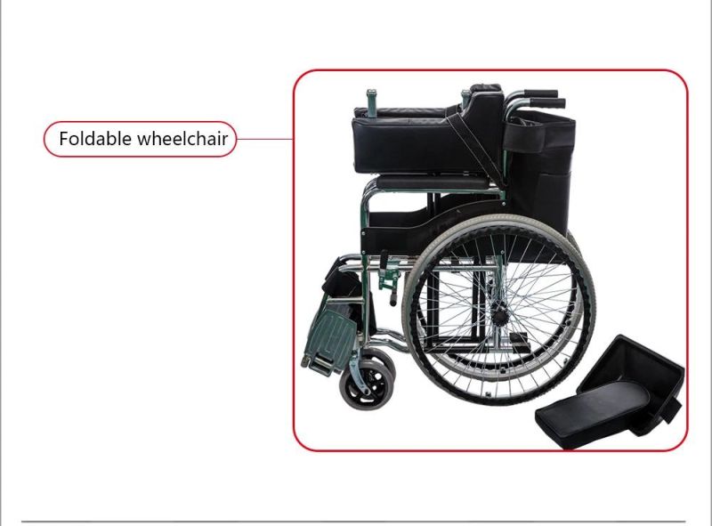 Hot Sale Portable Commode Manual Wheelchair for Disabled Ds-24dz