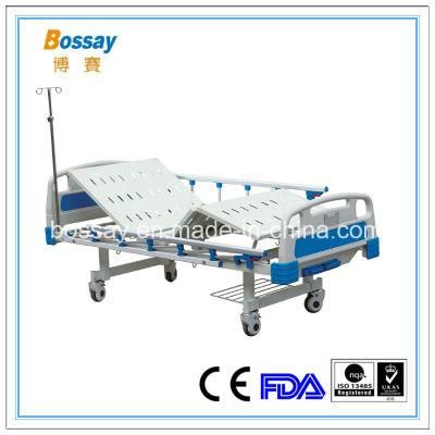 China Medical Supply Manual Bed with 2 Cranks Hospital Bed