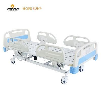 HS5106B Three Functional 4-leaf Siderails Hospital Healthcare Beds with Swivel Castors