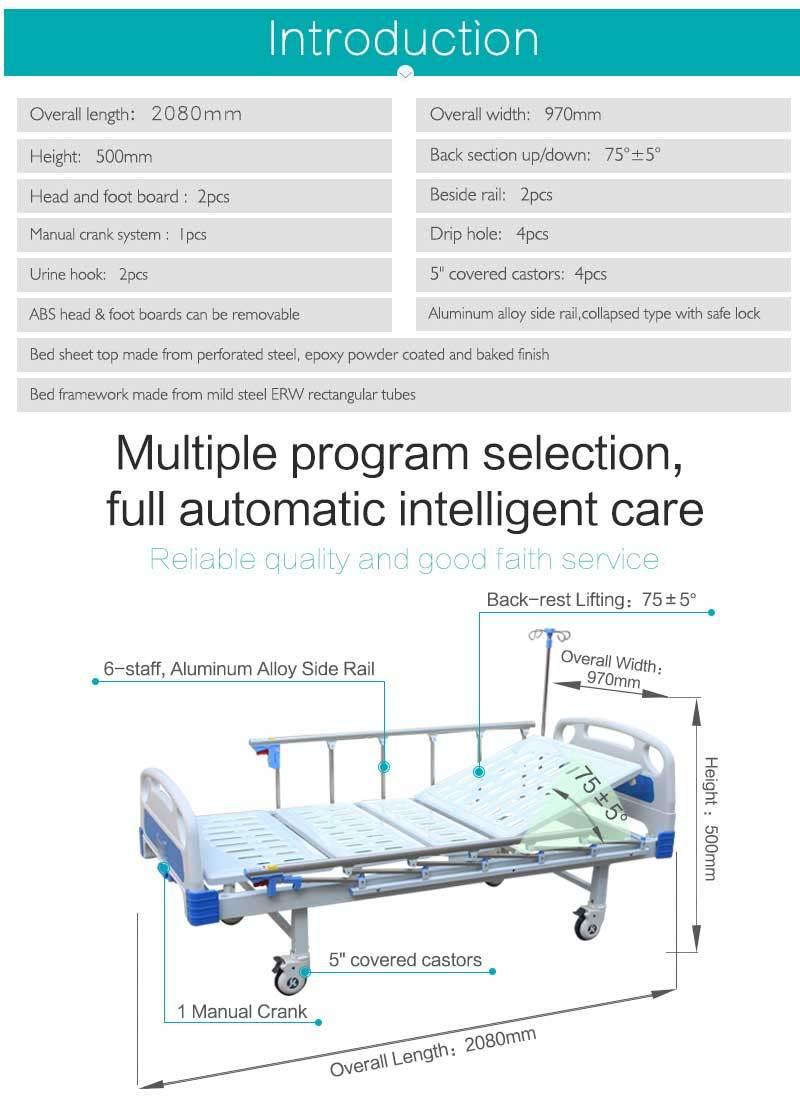 Sk033 Medical Bed with Overbed Table & I. V Pole (CE/FDA/ISO)