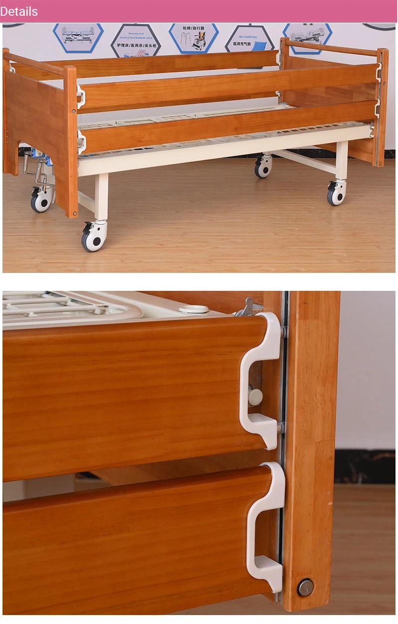 Multifunctional Nursing Bed Home Wooden Long-Term Bedridden Elderly Patient Lift Guardrail Lift Back Leg Hospital Bed