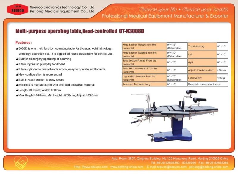 3008d Head Controlled Multi-Purpose Operating Table