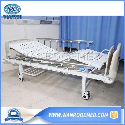 Bam205 Cheap Medical Hospital Furniture ABS Two Crank Manual ICU Patient Nursing Bed