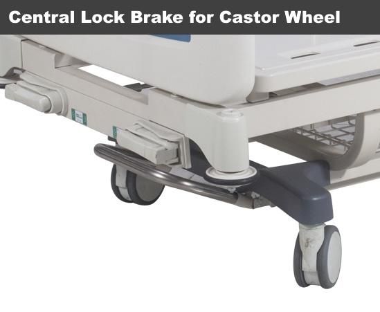 Rh-B117 Manual Crank Control Aluminum Side Railings 4 Section Patient Bed
