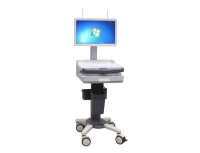 Mn-CPU002 Hospital Doctor Workstation Computer Trolley Height Adjustable Mobile ABS Plastic Laptop Cart