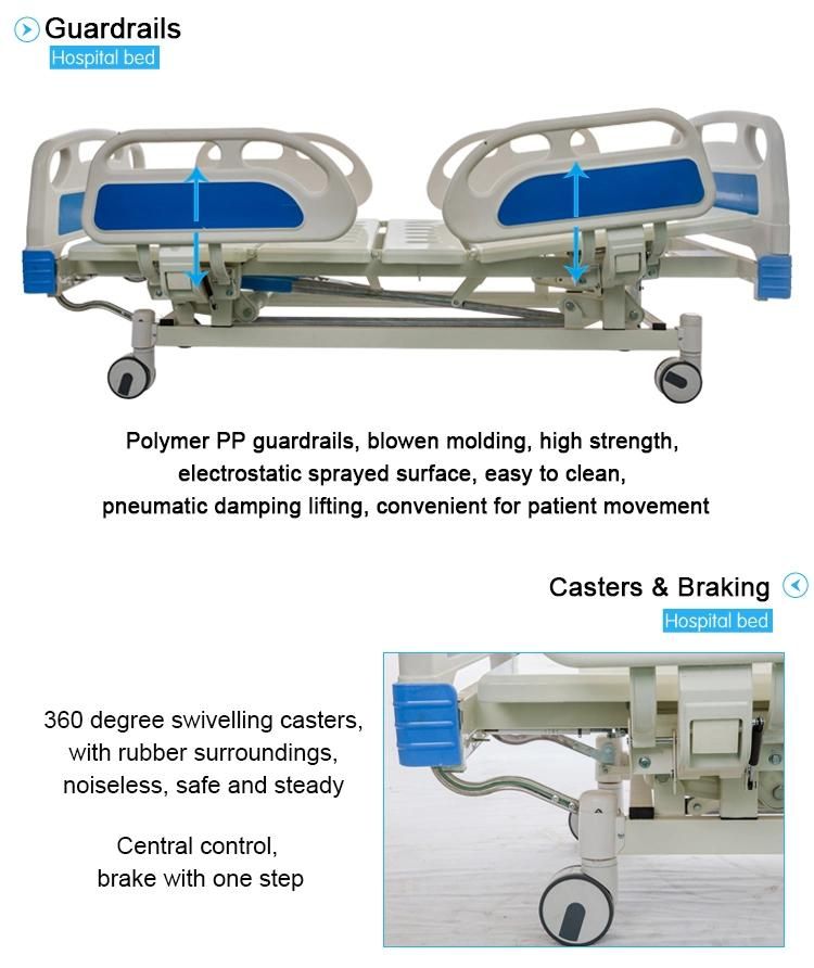 Manual Three Functions Height Adjustable Medical Hospital Beds
