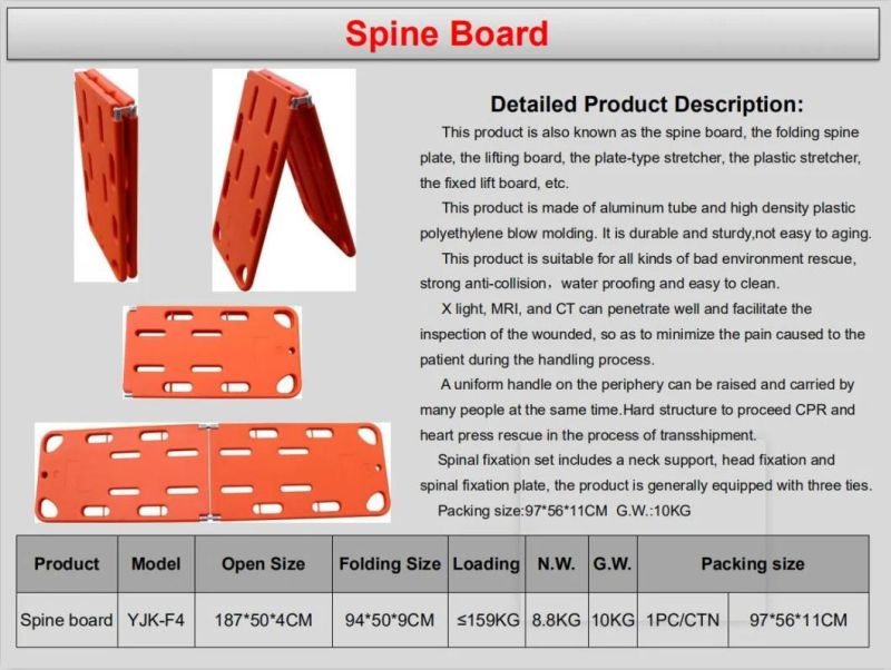 Spine Board Folding Spine Plate Material Plastic Hospital Plate-Type Stretcher