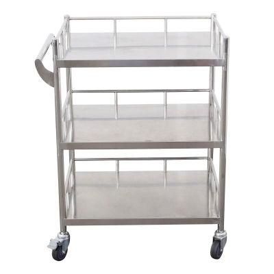 Hospital Clean Wound Cart Medical Rolling Lunch Cart Oxygen Cylinder Phlebotomy 3-Tier Acrylic Rolling Utility