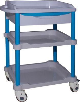 Clinic 3 Layers ABS Medicine Trolley with One Drawer