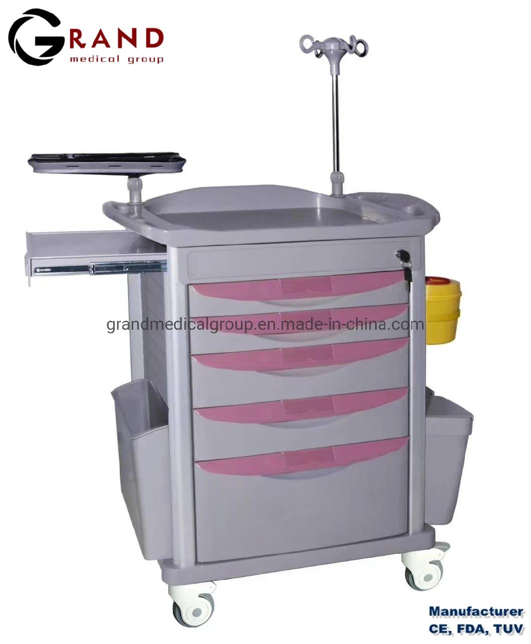 Factory Price Hospital Clinic Cart Movable Medicine Transfusion ABS Emergency Surgical Trolley Medical Equipment