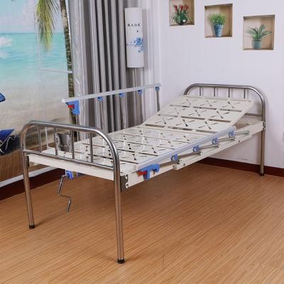 Metal 1 Crank One Function Adjustable Medical Furniture Folding Manual Patient Nursing Hospital Bed with Casters