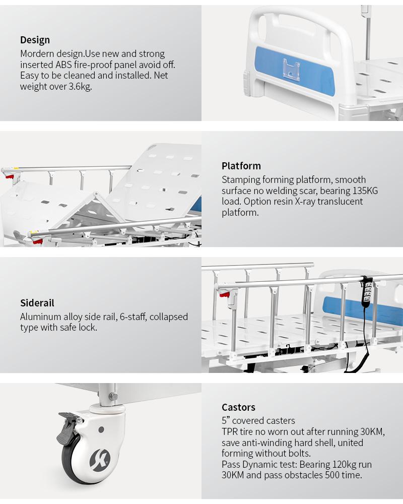 A6K Saikang Wholesale Economic 3 Function Foldable Clinic Patient Electric Medical Hospital Bed with Wheels