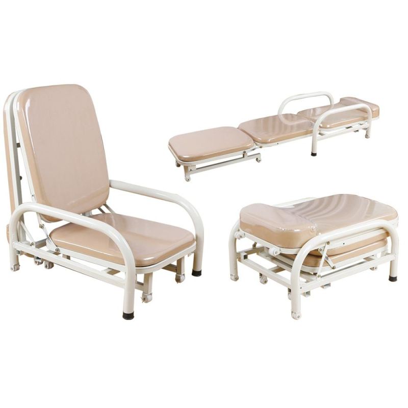 Cheap Hospital Recliner Chair Bed Folding Sleeping Accompany Chair Patient Attendant Bed with PVC Cover