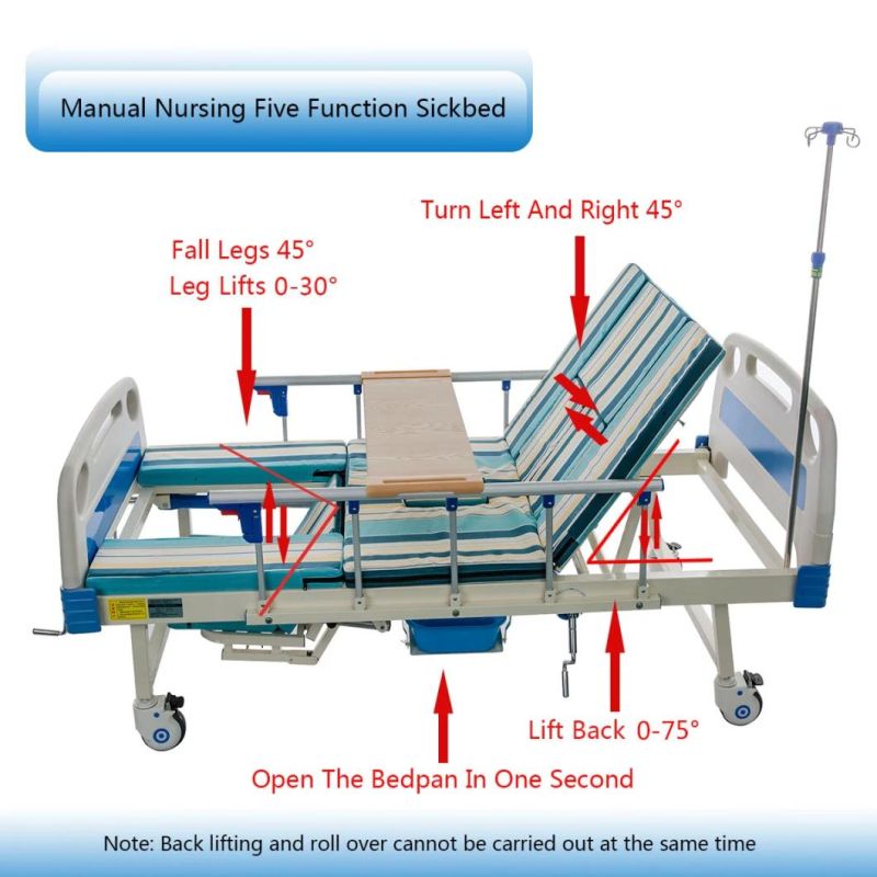 Elderly Care Manual Hospital Nursing Bed with Potty