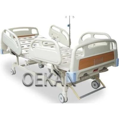 Hospital Emergency ICU Single Folding Patient Bed Medical Manual Adjustable Ward Bed