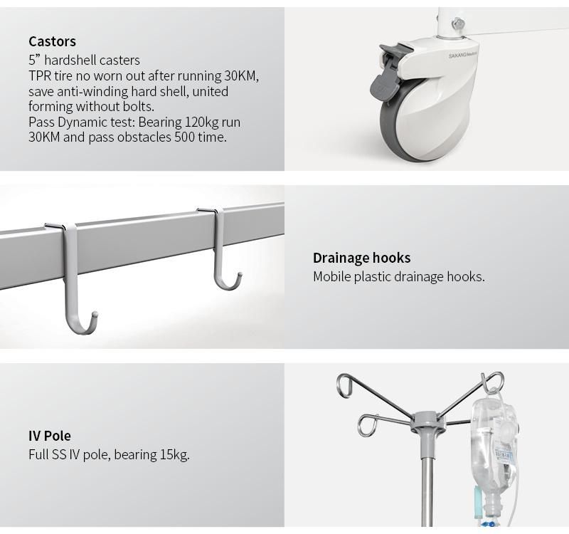 D3w Saikang Wholesale 3 Cranks 3 Function Adjustable Medical Clinic Manual Hospital Bed Price Supplier