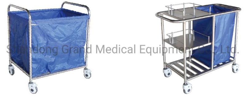Hospital Equipment Stainless Steel Dirt Bag Cart Nursing Trolley for Hospital