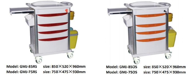 Medical Removable Equipment Medicine Cart Anaesthesia Emgerency Trolley for Hospital