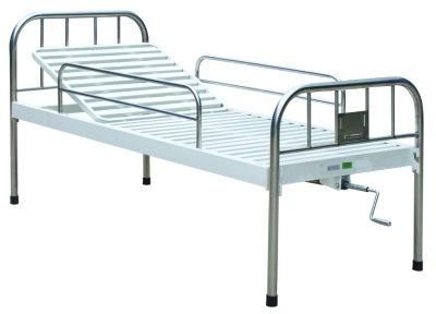 Manufacturer Hot Sale Latest Metal Bed Designs Free Medical Equipment Adjustable Punching Manual Hospital 2 Cranks Bed