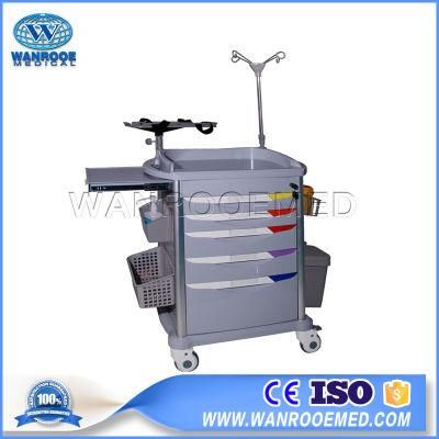 77 Series Hospital Furniture Nursing Medical Anesthesia ABS Emergency Drug Infusion Treatment Cart Trolley with Drawer