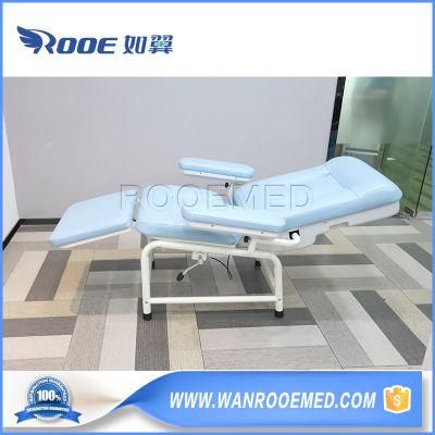 Bxs105 Good Price Medical Furniture Manual Phlebotomy Blue Patient Blood Donation Chair Sofa
