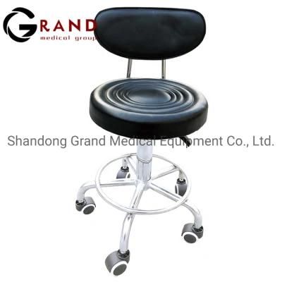 Manufacturer Best Price Stainless Steel Liftable Surgical Round Hospital Medical Stool with Backrest