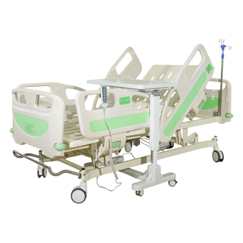 Hot Sale Hospital Furniture 5 Function Electric Lifting Medical Profiling ICU Beds with ABS Side Rail