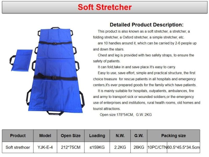Emergency Waterproof Flexible Soft Stretcher for First-Aid Carry Sheet
