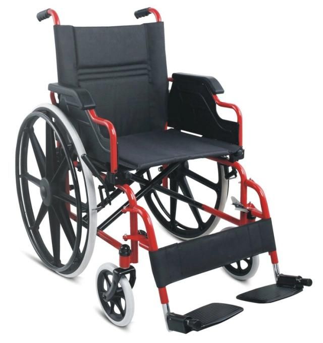 Hospital Medical Equipment Footplate Stainless Steel Manual Aluminum Wheelchair