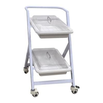 Mn-SUS019 Protabletreatment Trolley Two Layers Stainless Drawer Emergency Cart for Hospital Medical