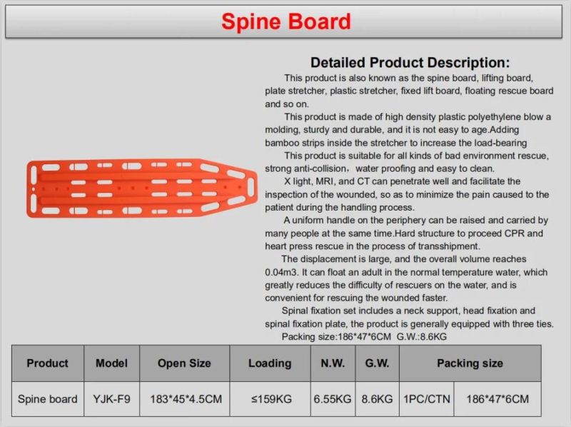 Spine Board Folding Spine Plate Material Plastic Hospital Plate-Type Stretcher