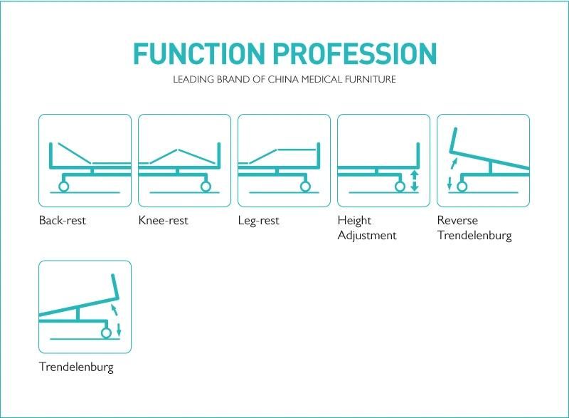 F4c Hand Control Manual Hospital Patient Bed with Four Cranks