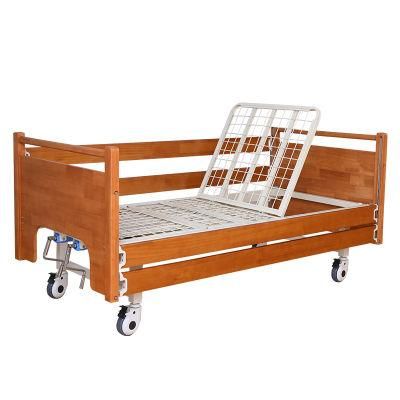 Multifunctional Nursing Bed Home Wooden Bed-Ridden Elderly Patient Lift Guardrail Lift Back Leg Hospital Bed