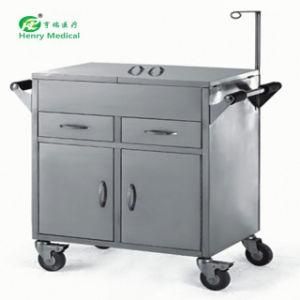 Hospital Stainless Steel First-Aid Trolley Emergency Trolley Cart (HR-747)