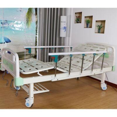 Medical 2 Function Manual Hospital Patient Bed with Double Cranks