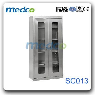 Hospital Furniture Multilayer Glass Door Knock Down Medicial Storage Cabinet