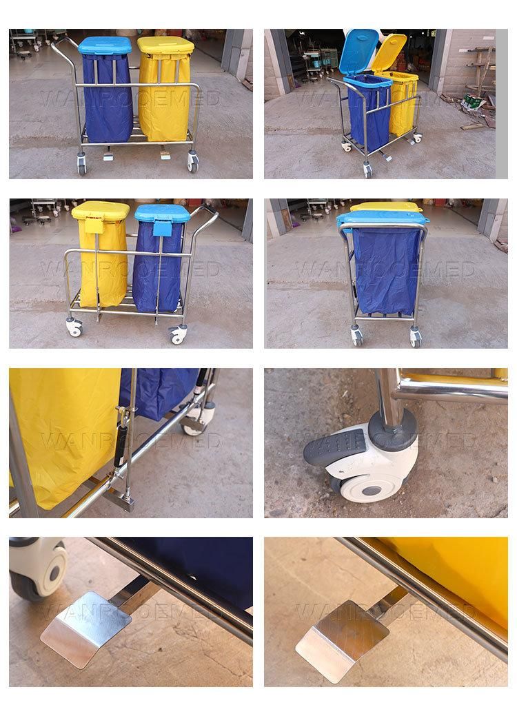 Bss027 Hospital Service Handle Stainless Steel Linen Nursing Cart Medicine Trolley with Lid