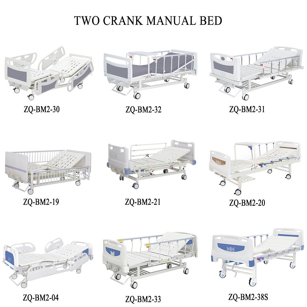 Hospital Furniture ABS Two Crank Manual Nursing Care Bed