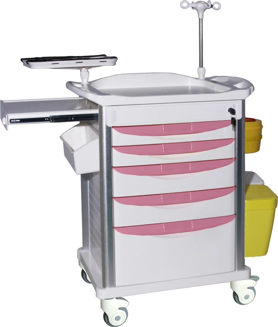 Hot Sale Hospital Furniture Medical Removable Medicine Cart Emgerency Trolley