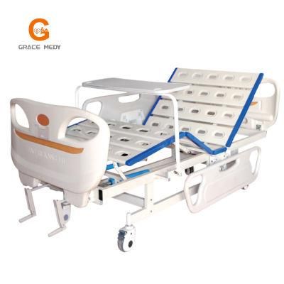 Medical Equipment 2 Two Cranks Medical Bed Two Functions Hospital ICU Nursing Patient Bed with Rotary Table