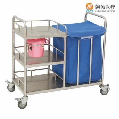 Stainless Steel Contaminant Garbage Medical Waste Laundry Cart Linen Trolley