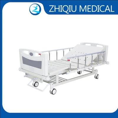 2 Cranks Manual Adjustable Hospital Bed with Aluminum Side Rail