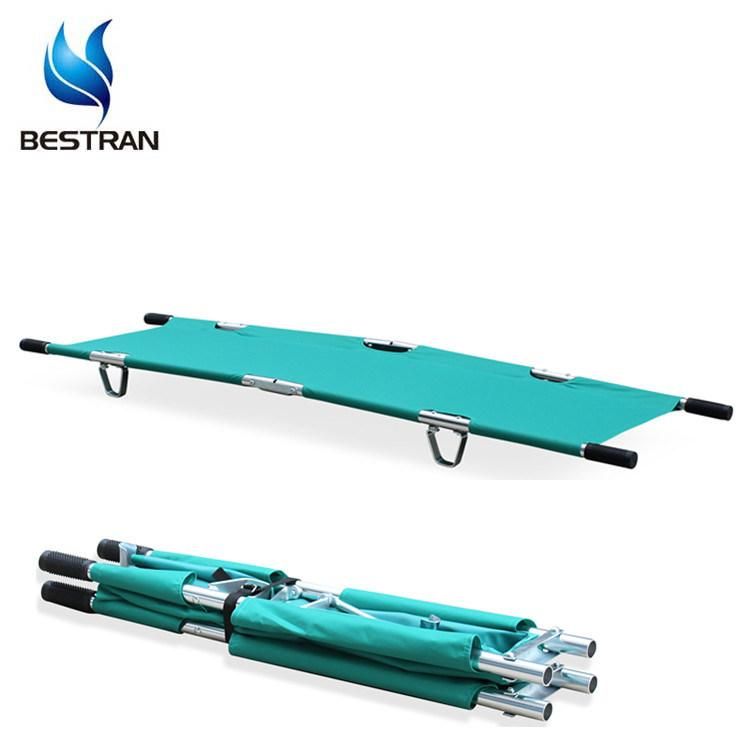 Bt-TF001 Cheap Portable Light Weight Double Folding Stretcher with Wheels Canvas Bag Price