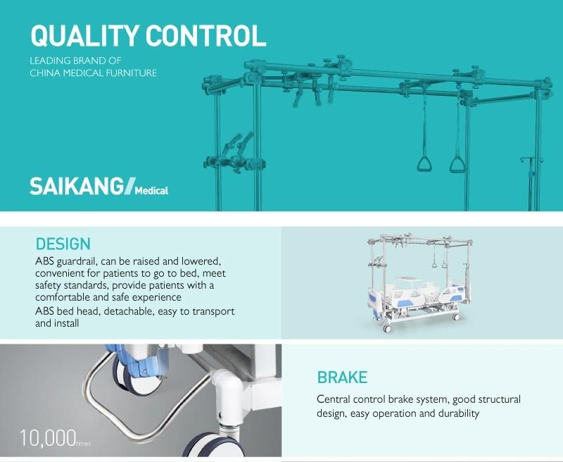 GB4e Saikang Wholesale Movable Multifunction Manual Orthopedic Lumbar Traction Hospital Bed with Wheels