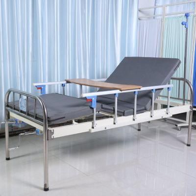Medical Equipment Stainless Steel Cheap Two Cranks Hospital Bed Head and Legs Medical ICU Patient Bed