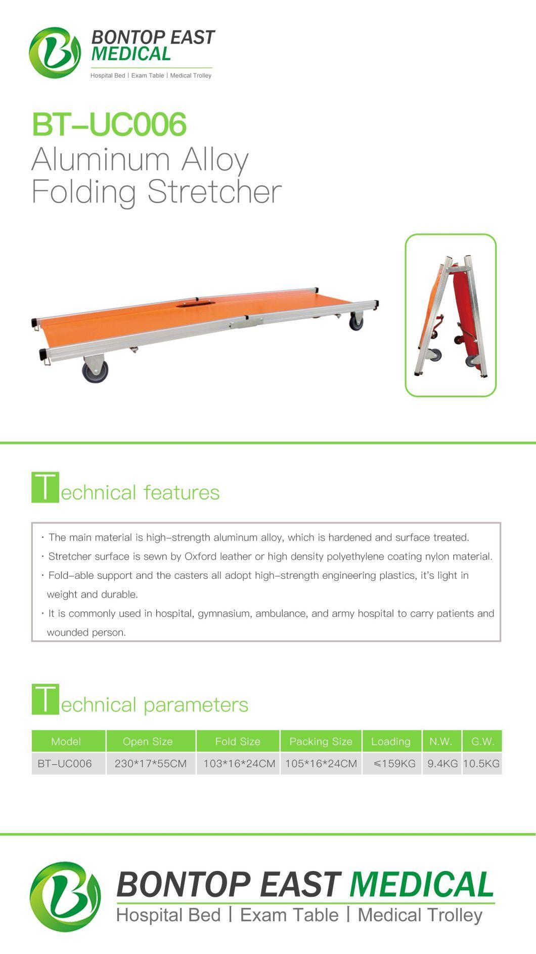 OEM Foldable First Aid Emergency Rescue Stretcher with Aluminum Alloy Frame and Castors