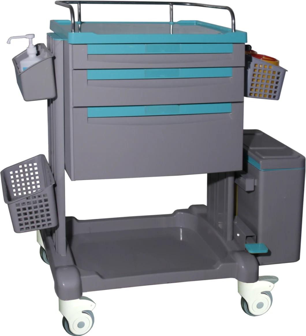 Mn-Ec011 Medical Clinical Nursing Cart Patient Trolley with Swivel Casters