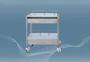 Hospital Furniture Stainless Steel Double Layer Trolley Good Price