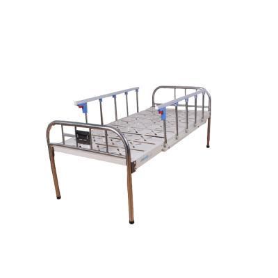 Medical Equipment Medical/Patient/Nursing/Fowler/ICU Bed Manufacturer Iron Flat Hospital Bed with Mattress and I. V Pole